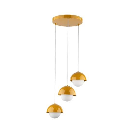 Lampadario per cucina moderna 3 luci pendenti a cupola ocra